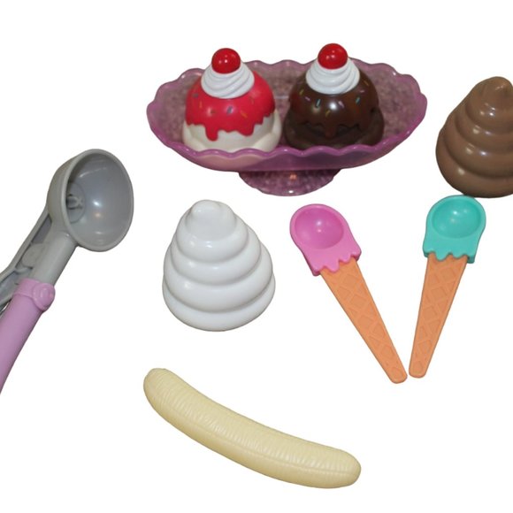 Battat Ice Cream Parlor Sundae Play Circle Food Pretend Scoop Spoons Toys Lot - Picture 1 of 5